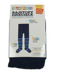 Nové - tmavomodré pruhované punčocháče 