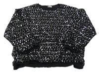 Černo-stříbrná flitrová mikina Zara