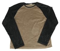 Hnědo-šedé plyšové pyžamové triko 