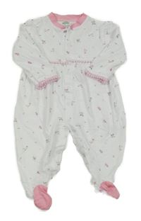 Bílý květovaný overal s růžovým lemem 