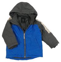 Tmavošedo-modrá šusťáková zimní bunda s kapucí Name it