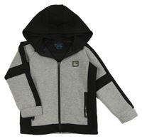 Šedo-černá melírovaná propínací mikina s kapucí Primark