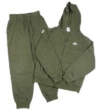 2 set - khaki propínací mikina s logem a kapucí + tepláky Nike