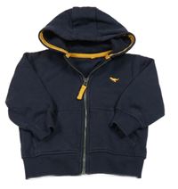 Tmavomodrá propínací mikina s výšivkou a kapucí Next