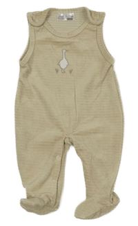 Béžové žebrované sametové dupačky s husou Ergee