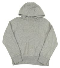 Šedá melírovaná mikina s 3D nápisem a kapucí Decathlon