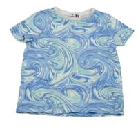 Zeleno-modro-bílé vzorované tričko Pep&Co