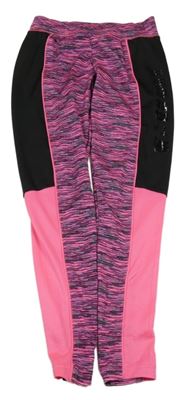 Růžovo-černé melírované sportovní legíny 
