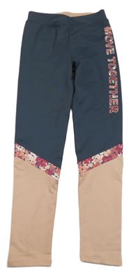 Tmavomodro-meruňkové sportovní legíny s nápisem Vertbaudet