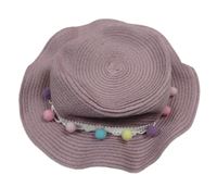 Lila slamák s barevnými bambulkami 