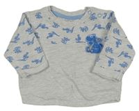 Šedá melírovaná mikina s modrými dinosaury Ergee