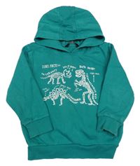 Zelená mikina s dinosaury a kapucí George