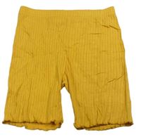Hořčicové žebrované elastické kraťasy Shein
