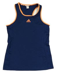 Tmavomodro-neonově oranžový sportovní top s logem Adidas