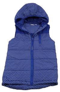 Tmavomodrá zateplená vesta s hvězdičkami a kapucí