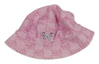 Růžový sametový vzorovaný klobouček s motýlkem h&m