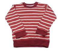 Vínovo-bílá pruhovaná mikina 