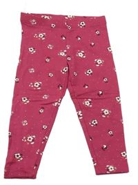 Fuchsiové květované zateplené legíny C&A