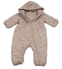 Starofialová květovaná šusťáková zimní kombinéza s kapucí H&M