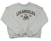 Světlešedá melírovaná crop minikina s medvídkem a nápisy