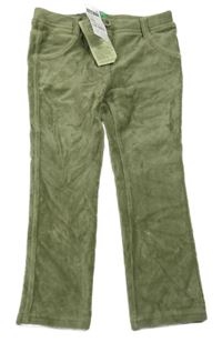 Nové - Khaki žebrované sametové tregíny Benetton