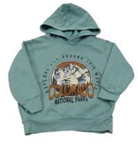 Zelená mikina s potiskem hor a kapucí LC Waikiki