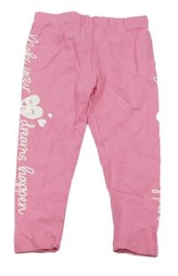 Růžové legíny s nápisy a srdíčky 