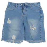 Modré riflové kraťasy s prošoupáním Shein