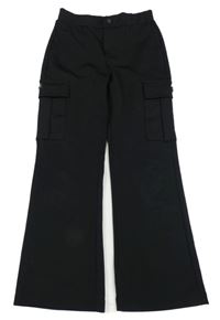 Černé cargo flare kalhoty 