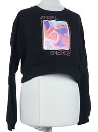 Dámská černá crop mikina s potiskem Primark 