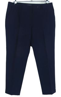 Dámské tmavomodré společenské crop kalhoty s puky Dorothy Perkins 