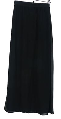 Dámská černá šifonová dlouhá průsvitná sukně H&M vel. 32