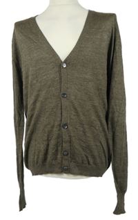 Pánský hnědý propínací lehký vlněný svetr Refectory 