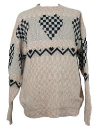 Dámský růžovo-černý vzorovaný svetr 