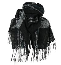 Dámská černá kostkovaná šála s třásněmi