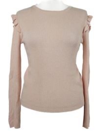 Dámský růžový žebrovaný svetr s volánky Atmosphere 