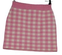 Dámská růžovo-bílá kostkovaná pletená sukně Primark 