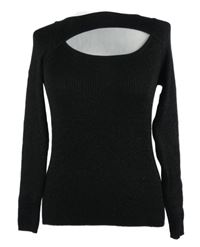 Dámský černý třpytivý žebrovaný svetr s průstřihem F&F