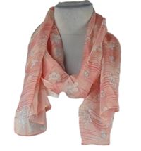 Dámská růžová květovaná šifonová šála 