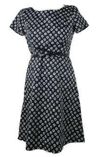 Dámské tmavomodré puntíkované šaty s páskem Taifun 