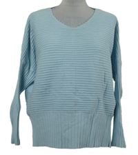 Dámský světlemodrý žebrovaný svetr 