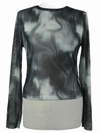 Dámské šedo-tmavošedé batikované tylové triko 