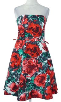 Dámské červeno-zelené květované korzetové šaty Select 