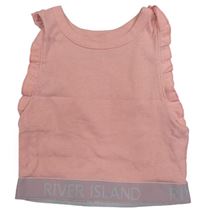 Neonově růžový žebrovaný crop top s logem River Island