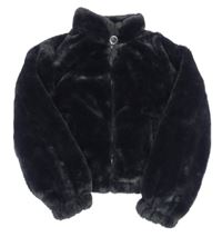 Černá kožešinová crop bunda New Look