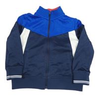 Modro-bílo-tmavomodrá sportovní propínací mikina M&S