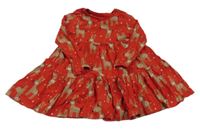 Červené bavlněné šaty se soby F&F