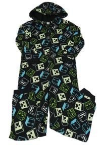 Černá fleecová kombinéza Minecraft s kapucí George