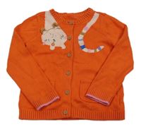 Oranžový propínací svetr s kočkou Mothercare