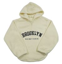 Smetanová fleecová mikina s nápisem a kapucí Shein